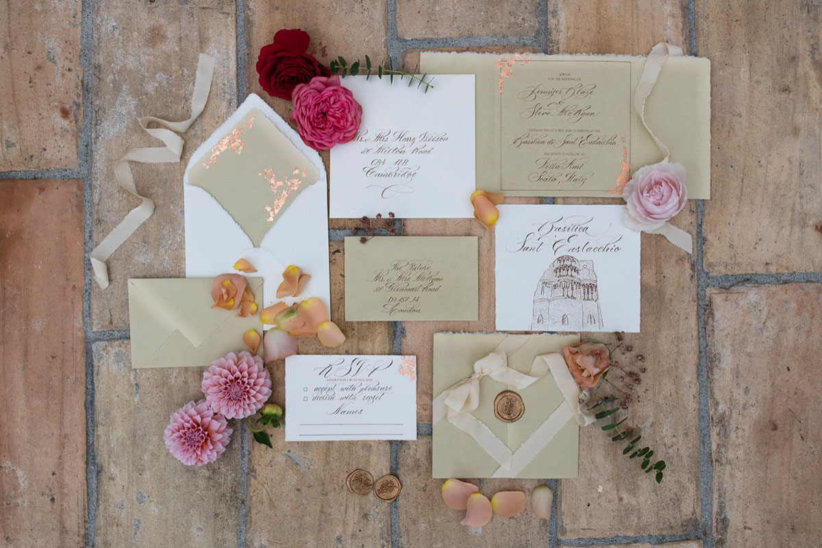 Amalfi Coast bridal-paper pieces